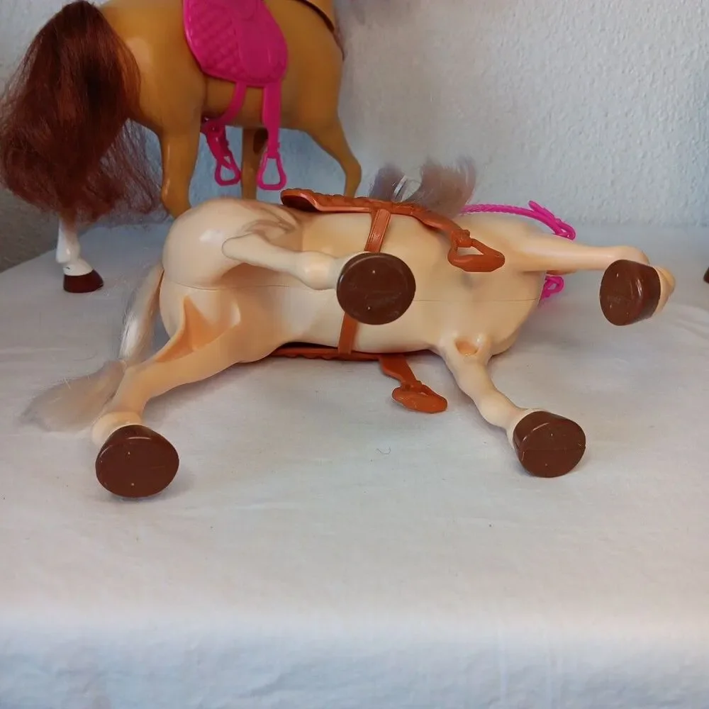 Barbie Horse Lot Pink Brown  Saddles Stable Replacement Brushable Hair